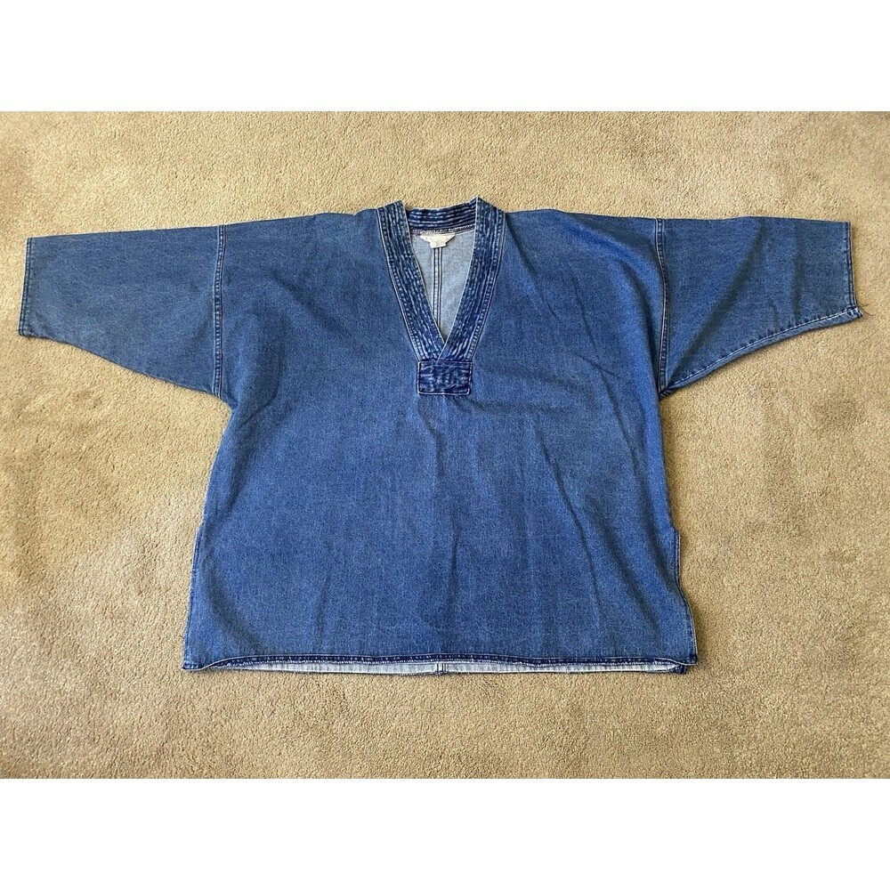East Bay Mercantile Vintage 80’s 100% Denim Chore Smock Made In USA Size XL - Picture 4 of 16